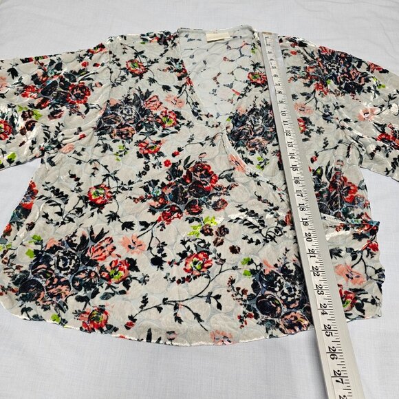 Anthropologie Maeve Umi Burnout Wrap Top Blouse Women Size L Floral - Picture 13 of 16